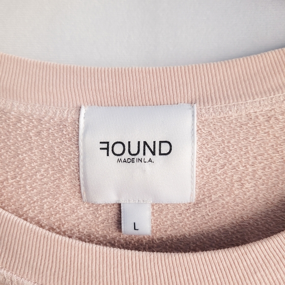 Found Made In LA Pink Terry Knit Cozy Pullover Oversized Sweatshirt Size Medium - Picture 3 of 6